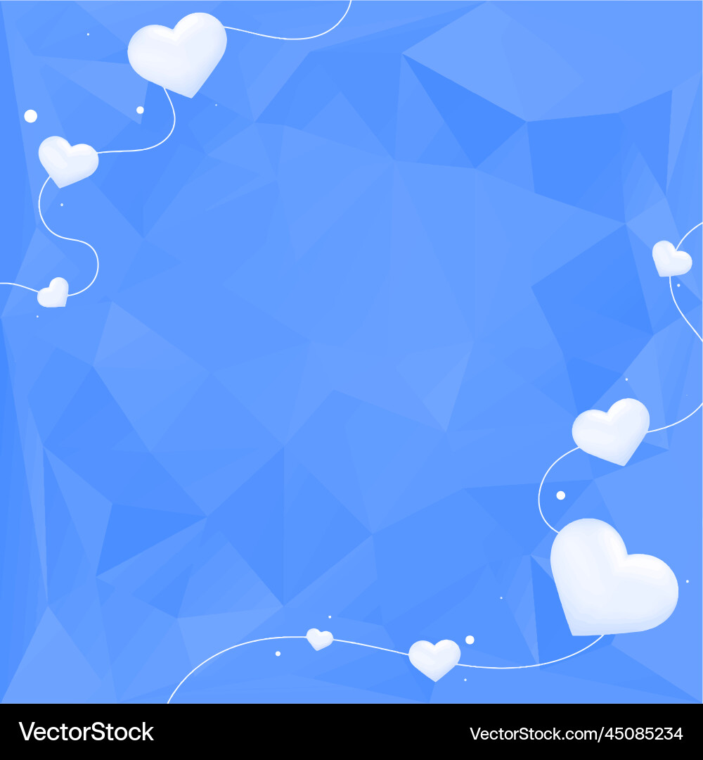 Heart string border blue prism pattern background Vector Image