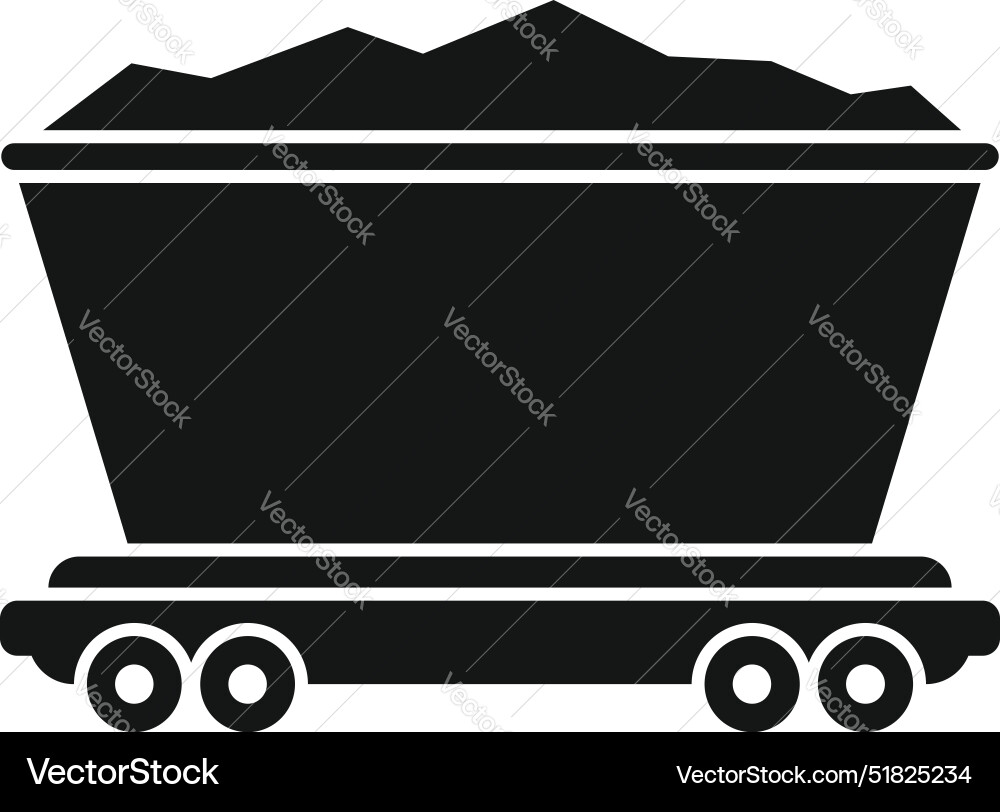 Mining cart full of coal moving on rails icon Mining cart full of coal moving on rails icon vector image