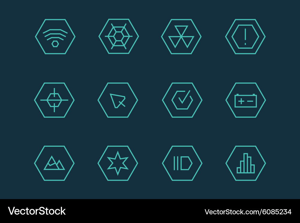 Outline ui technology icons set vector image