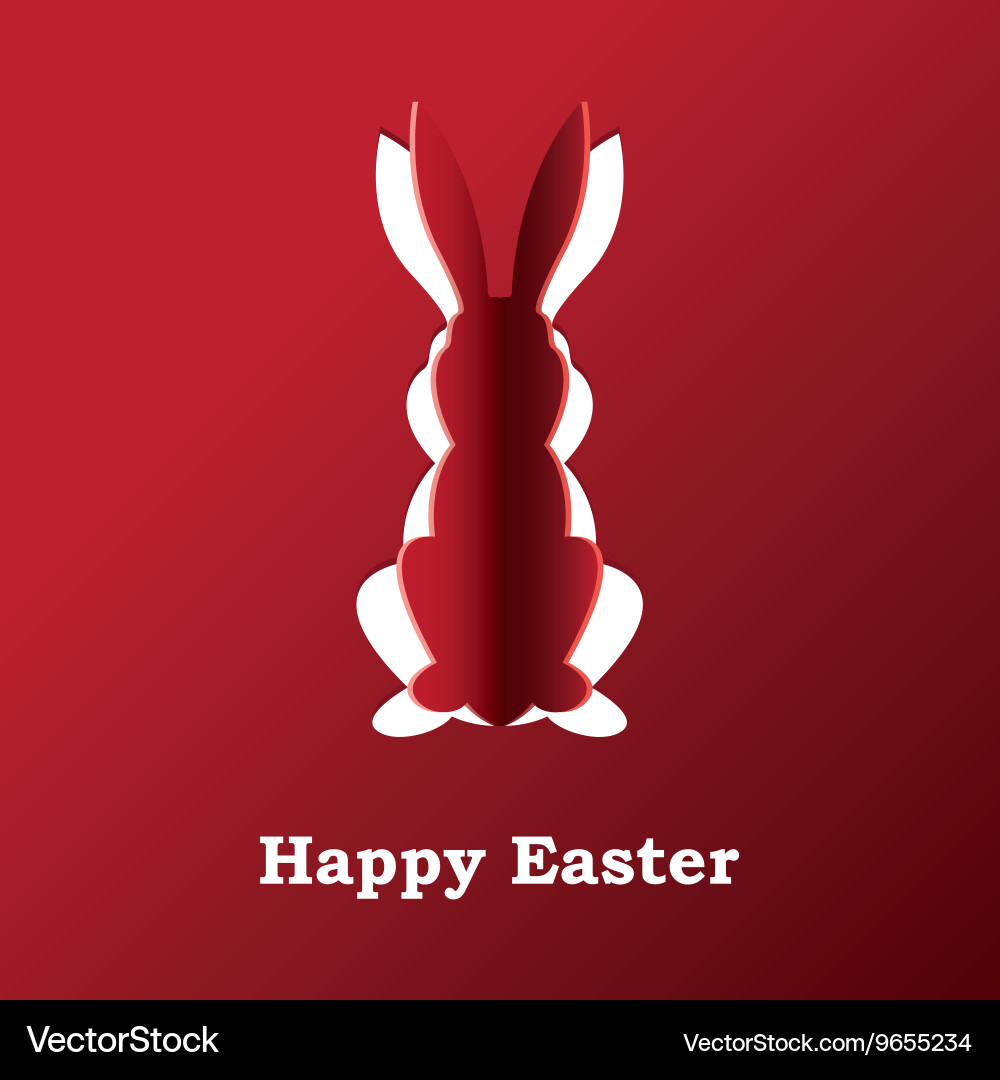 Paper rabbit on a red background Vector Image