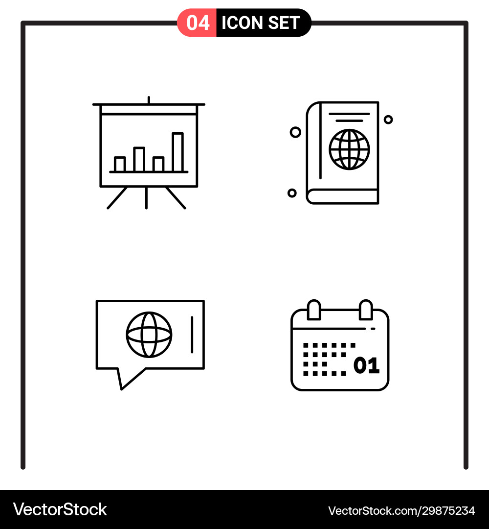 Set 4 line style icons for web and mobile Vector Image