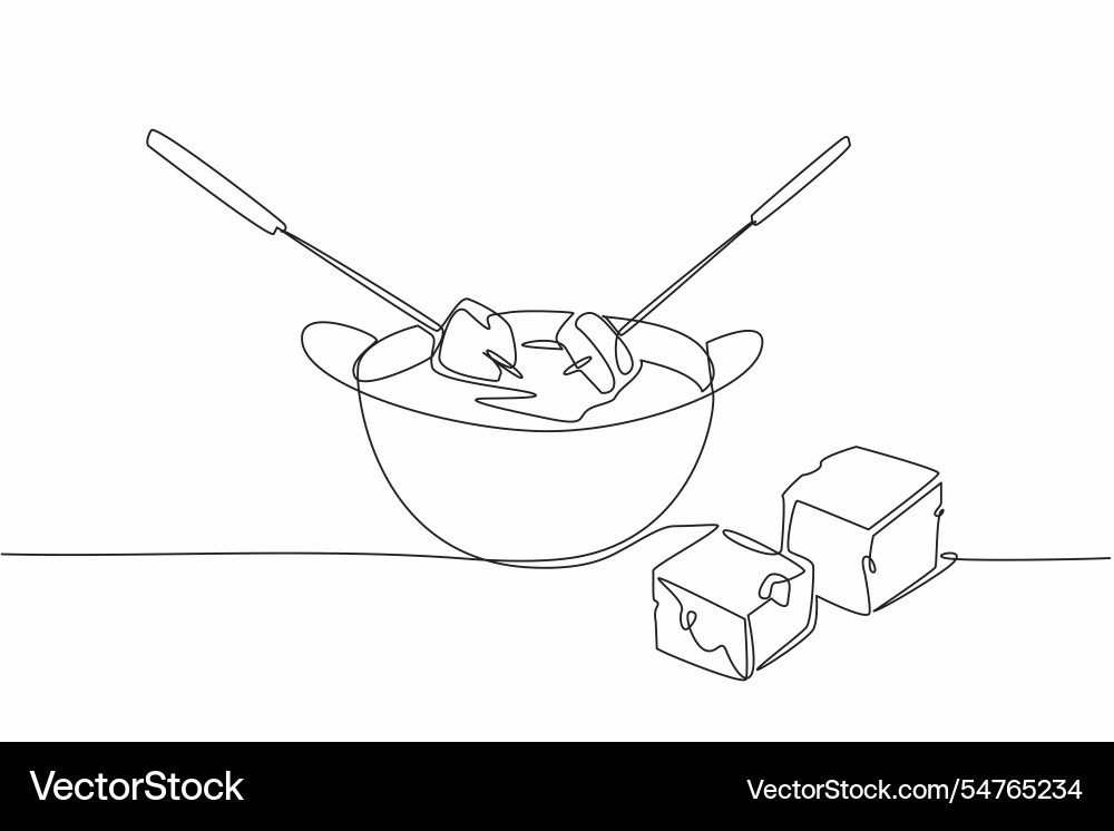 Single continuous line drawing pan containing Single continuous line drawing pan containing vector image