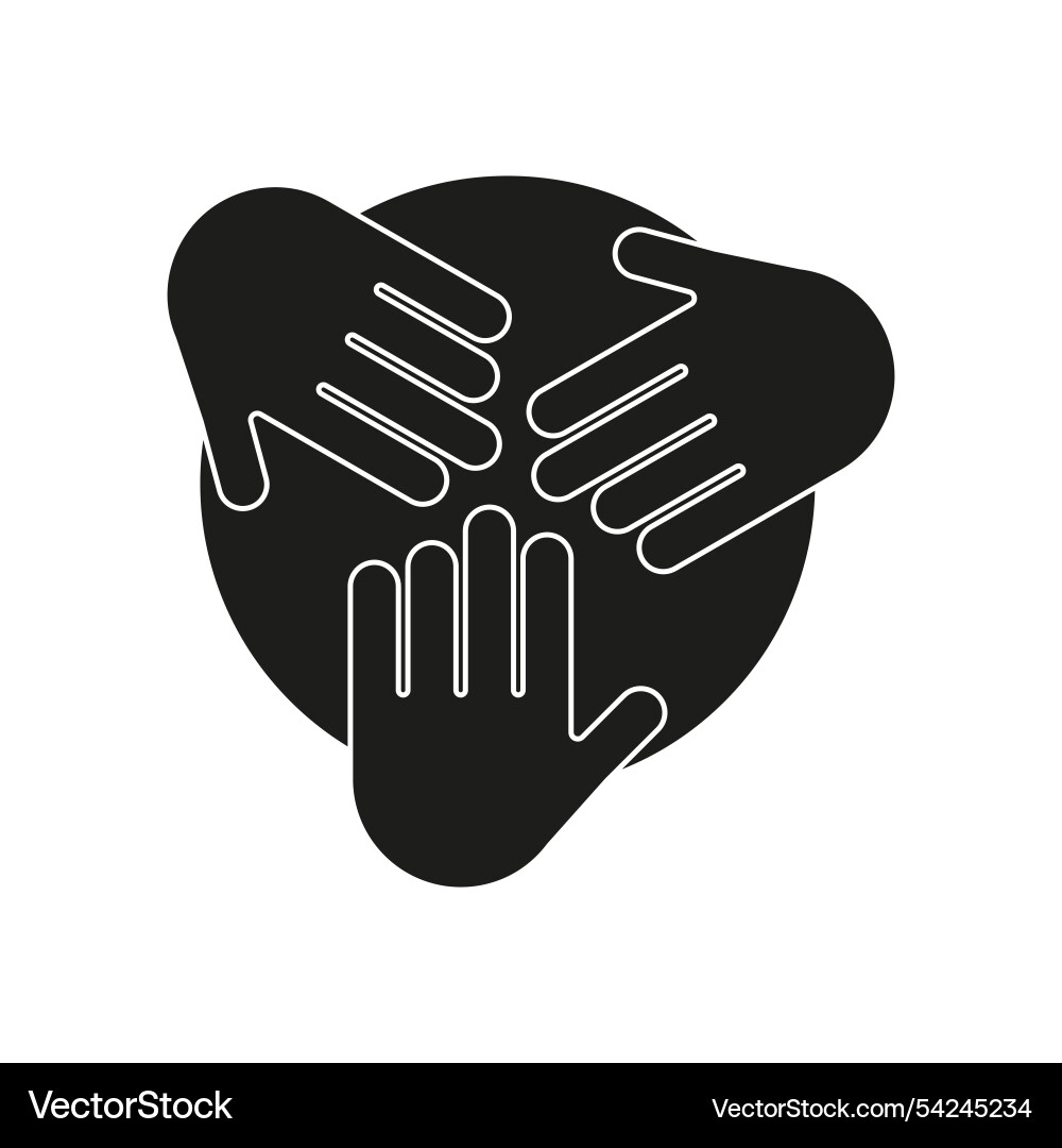 Unity hands icon teamwork symbol collaboration Vector Image