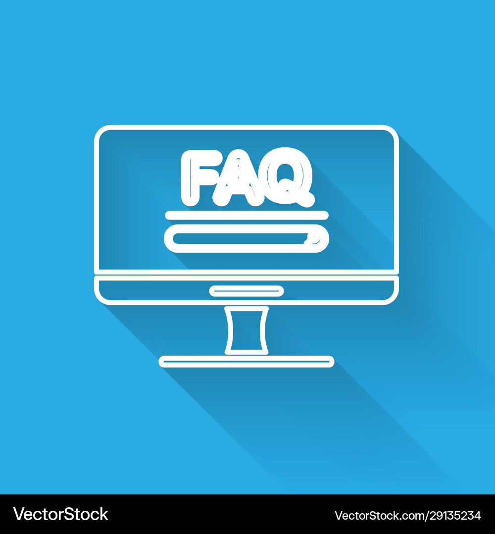 White line computer monitor with text faq White line computer monitor with text faq vector image
