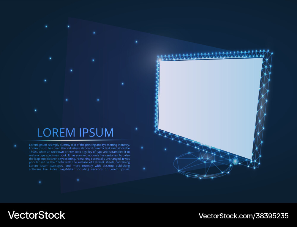 Abstract computer monitor in style lines Vector Image