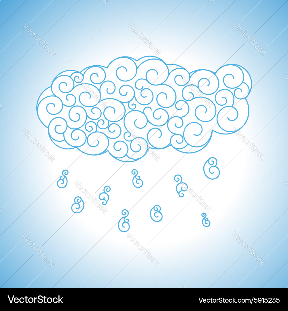 Abstrakte blaue Lockenwolke mit Regen Vektorbild