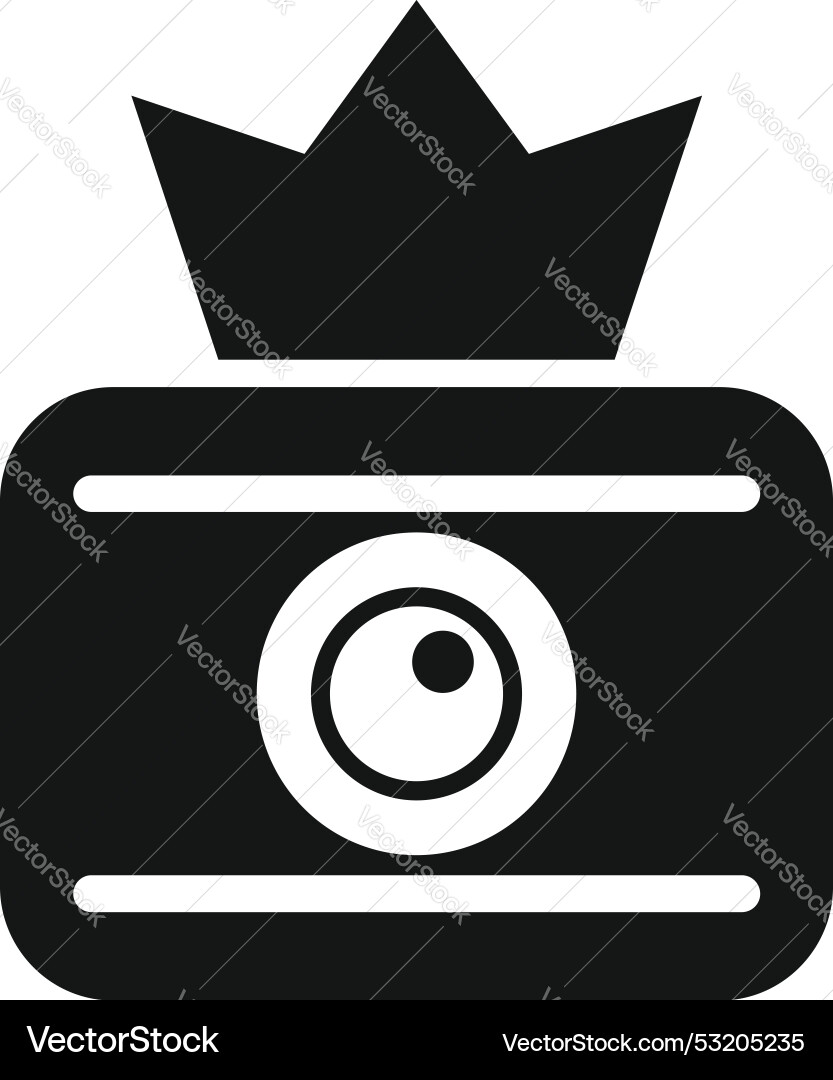Black crown action camera icon showing importance Black crown action camera icon showing importance vector image