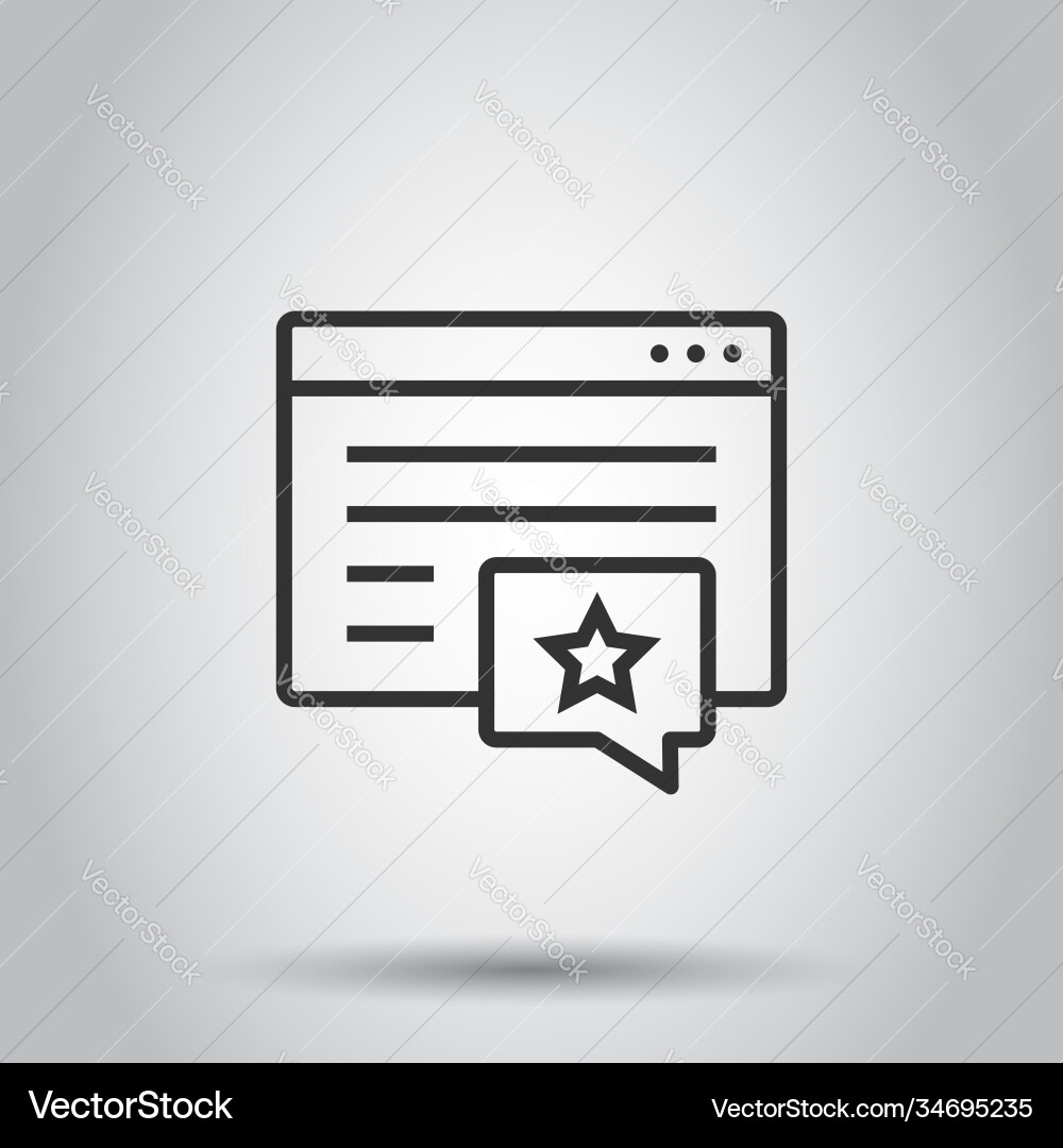 Browser window with star icon in flat style wish vector image