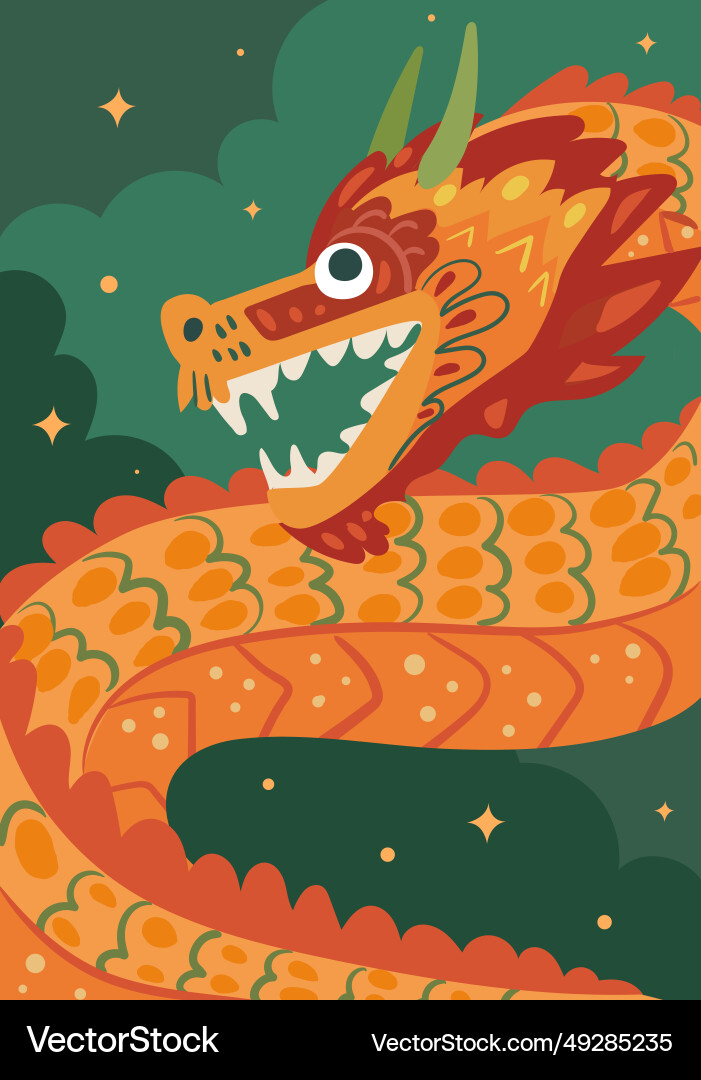 Chinse new year dragon and sky with stars Chinse new year dragon and sky with stars vector image