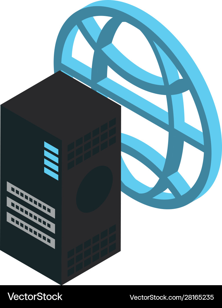 Data server tower with sphere browser Vector Image