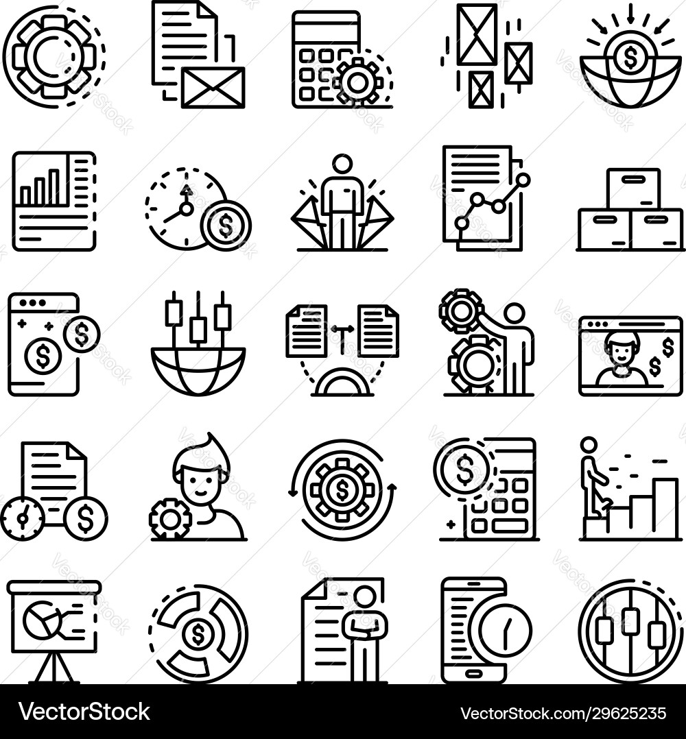 Estimator icons set outline style Estimator icons set outline style vector image