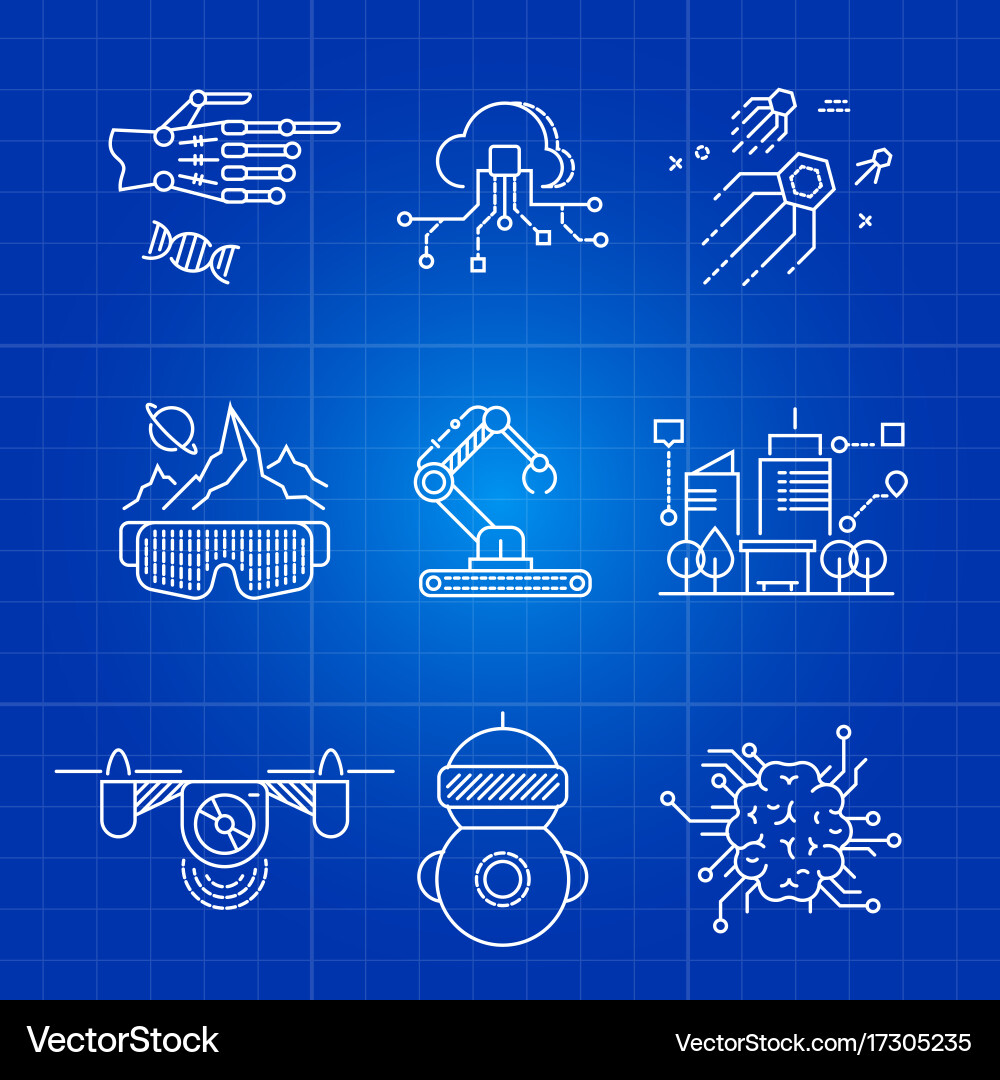 Future ai technology and robot artificial vector image