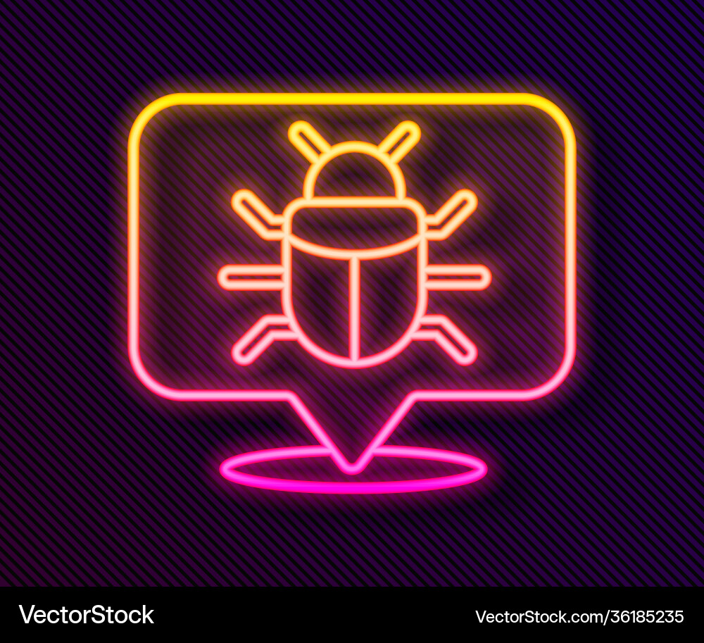 Glowing neon line system bug concept icon isolated Vector Image