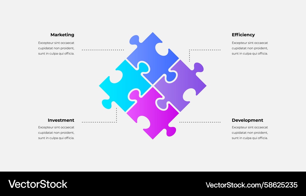 Gradient puzzle chart showing topics like Vector Image