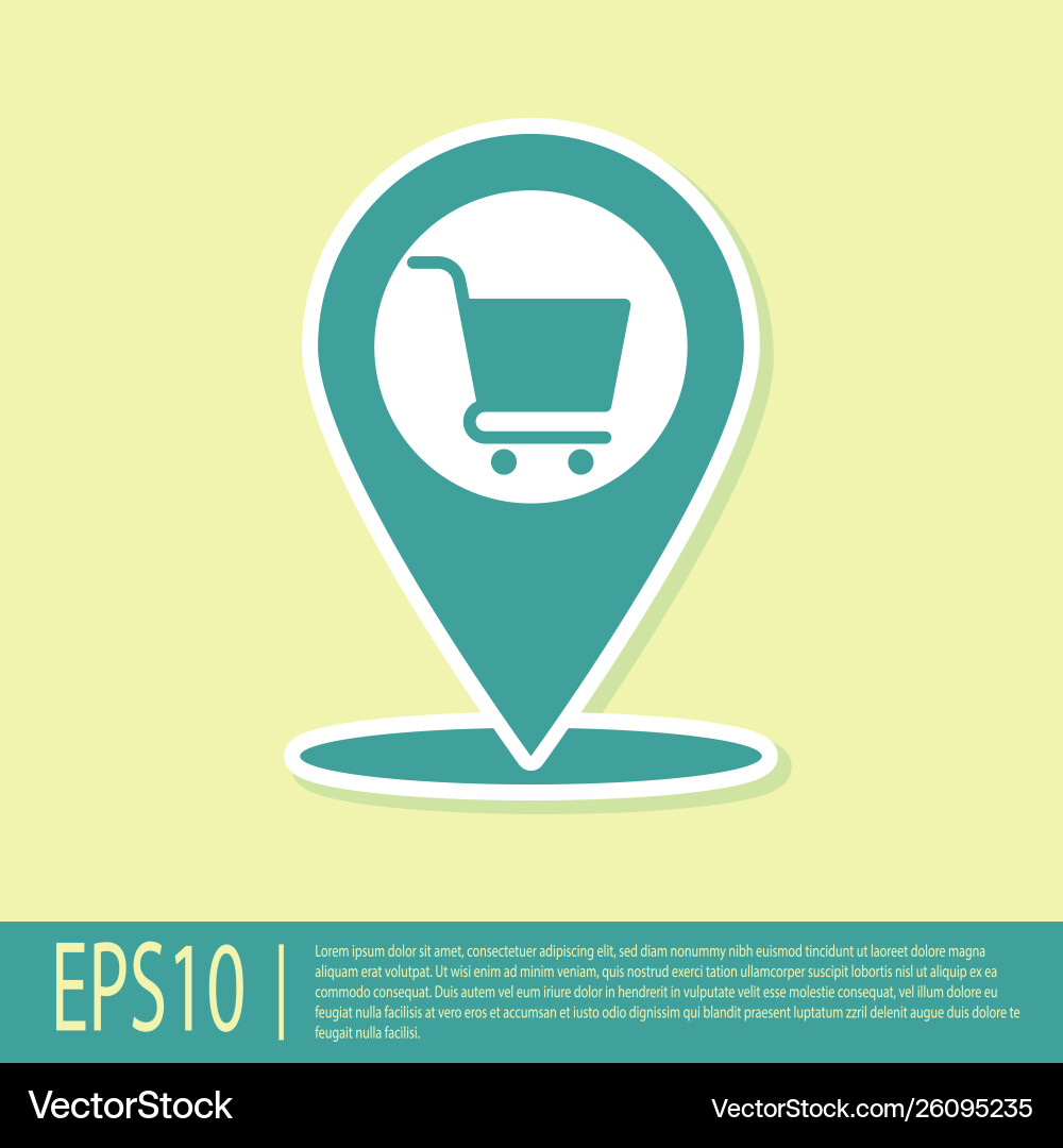 Green map pointer with shopping cart icon Green map pointer with shopping cart icon Vector Image