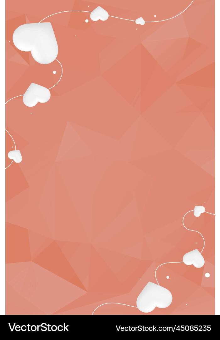 Heart string border prism pattern peach background vector image