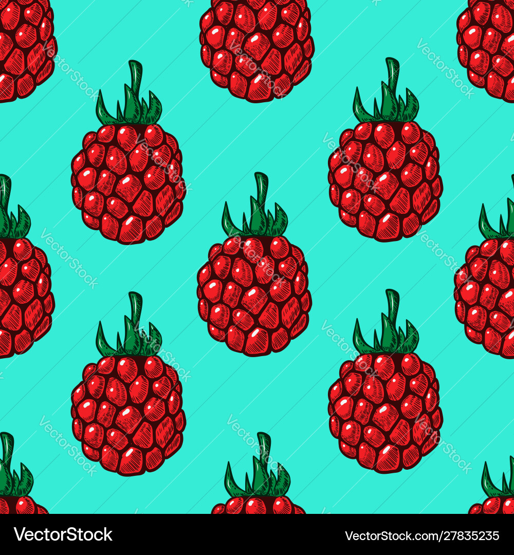 Seamless pattern with raspberries design element Seamless pattern with raspberries design element vector image