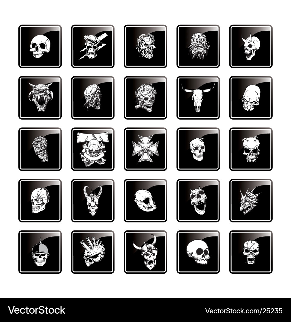 Skull Button Collection vector image