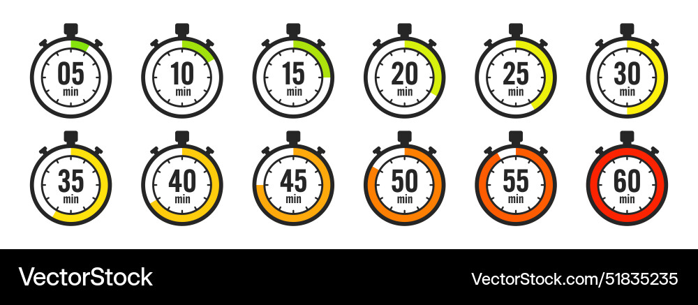 Stopwatch icons colorful simple chronometer time Stopwatch icons colorful simple chronometer time vector image