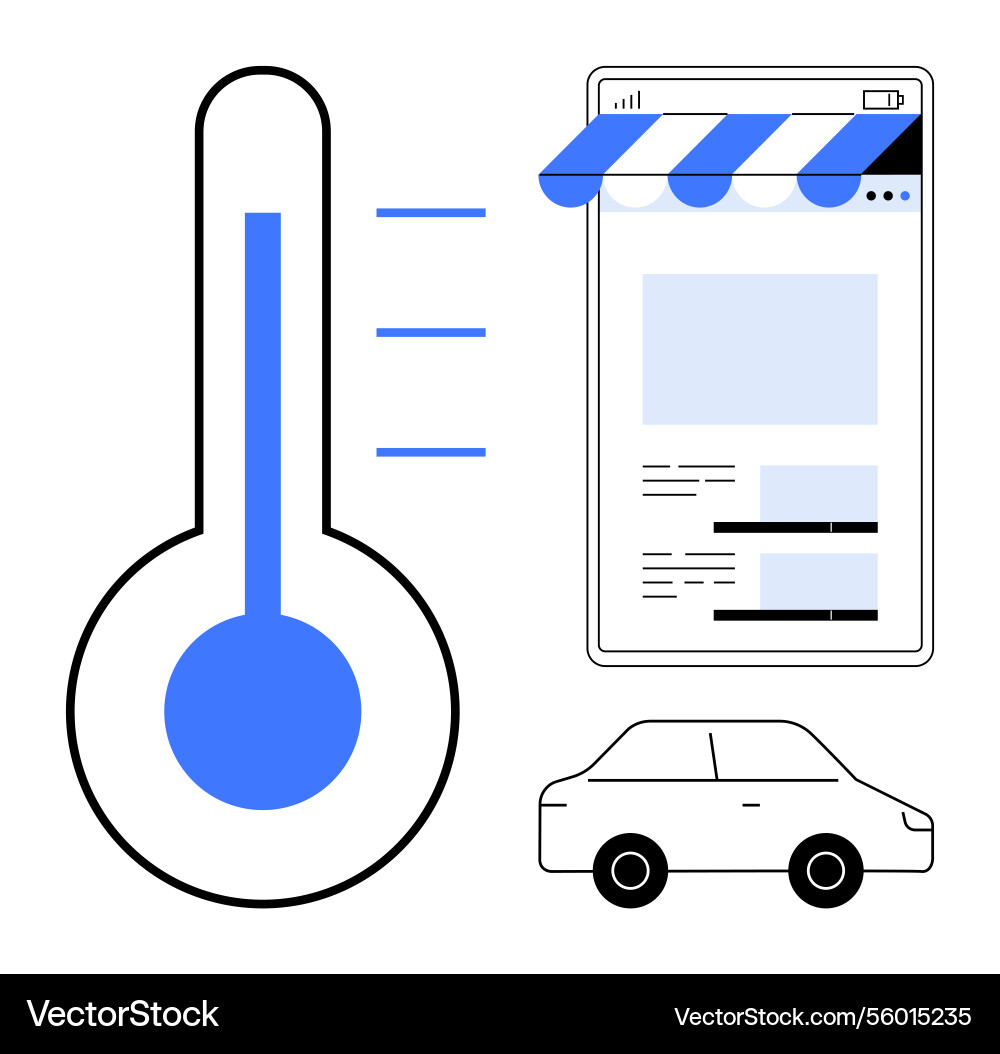 Temperature check linked to online storefront Vector Image