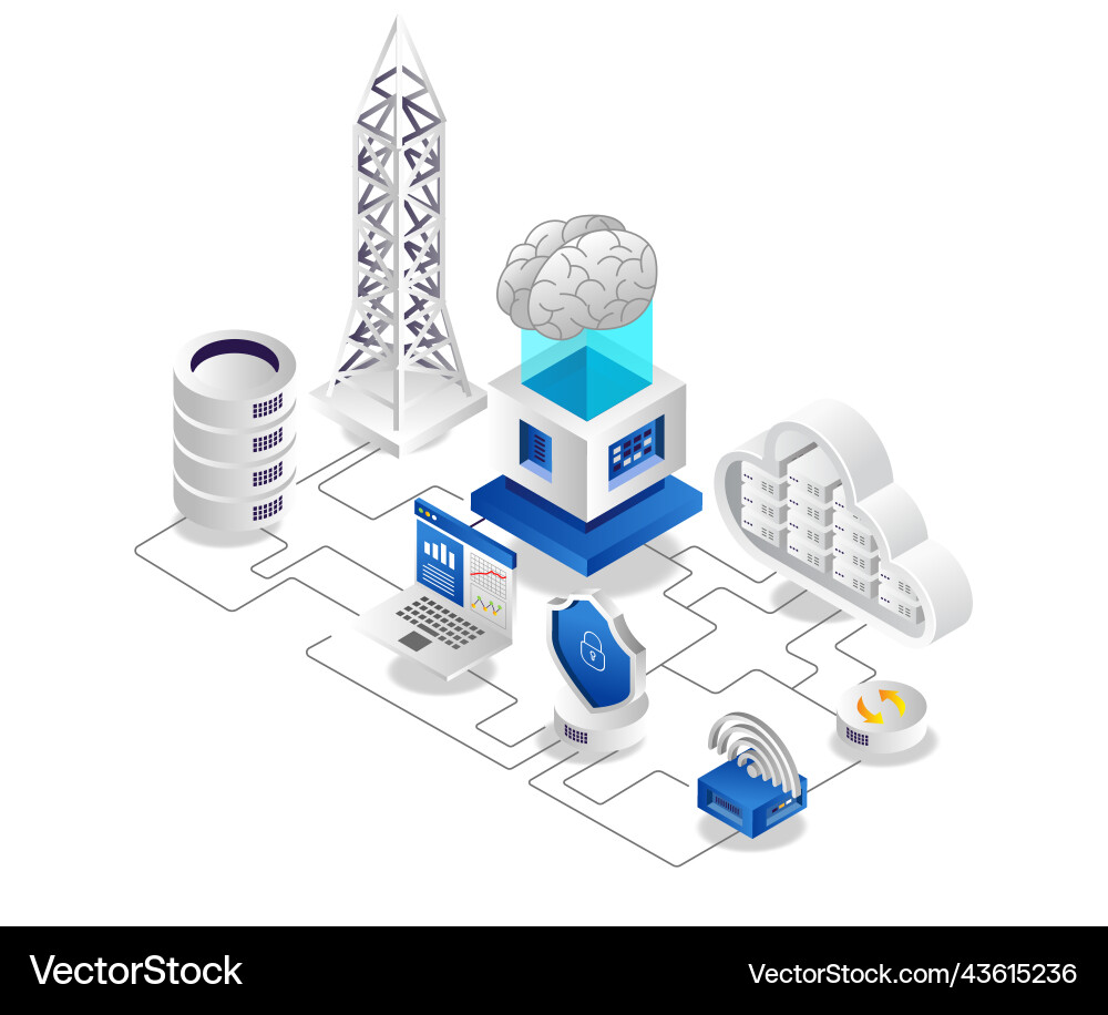Artificial intelligence for cloud server security Artificial intelligence for cloud server security Vector Image