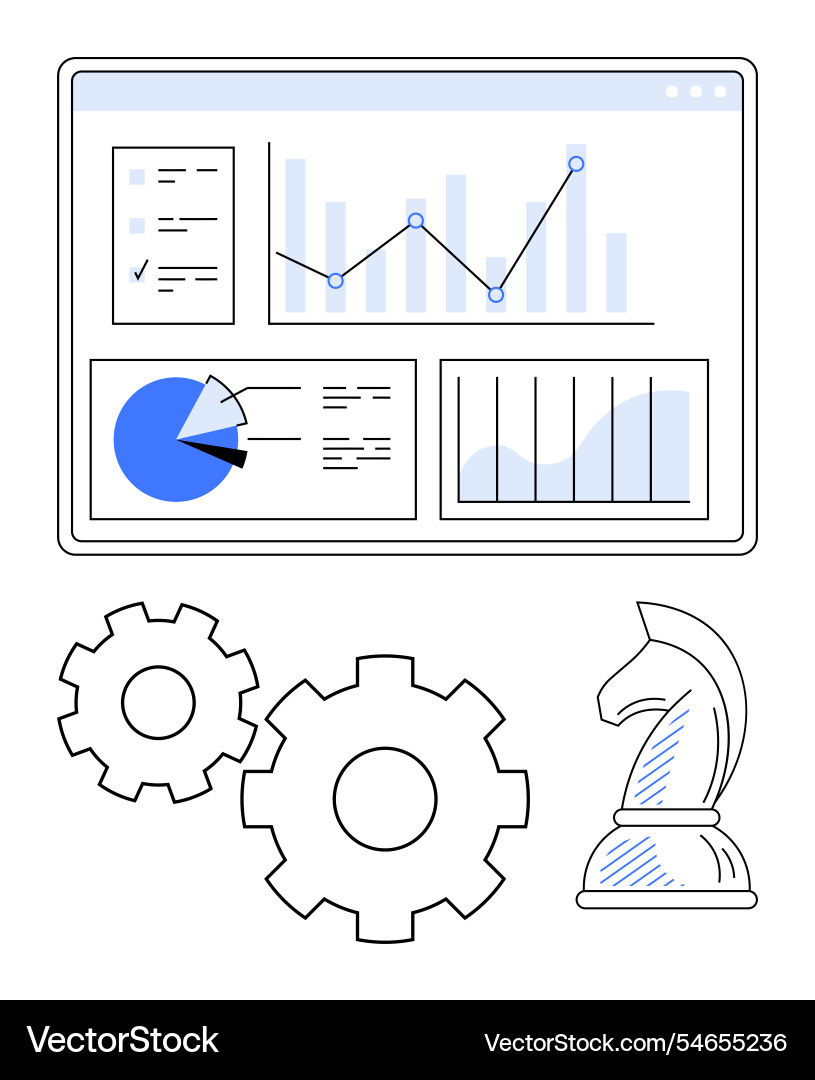 Business data analytics interface with charts vector image