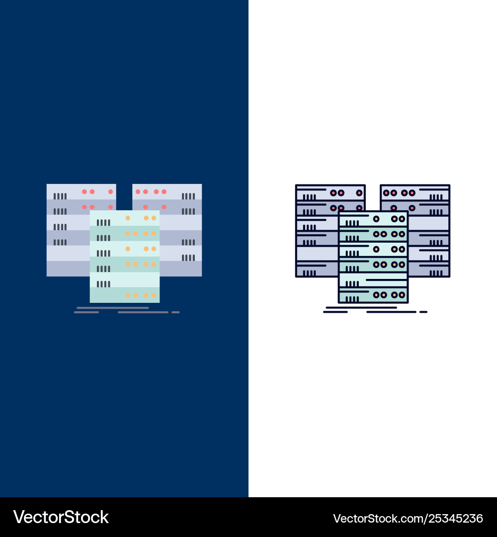 Center centre data database server flat color icon Center centre data database server flat color icon Vector Image
