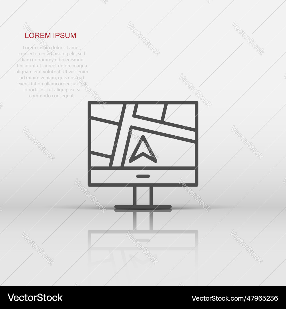 Computer navigation icon in flat style monitor Computer navigation icon in flat style monitor vector image