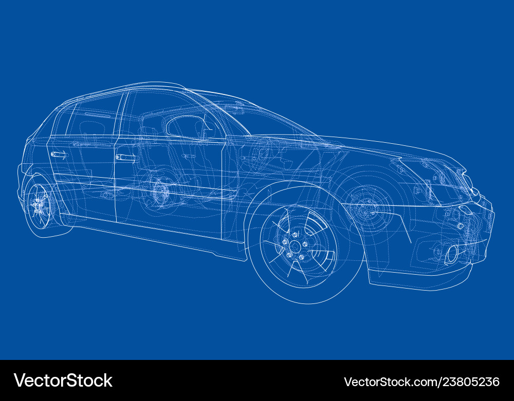 Concept car rendering of 3d Vector Image