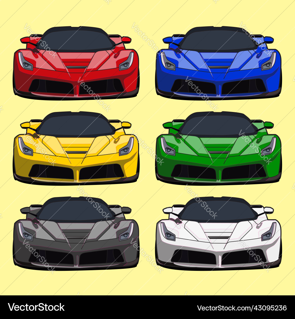 Fast car front view color set design Vector Image