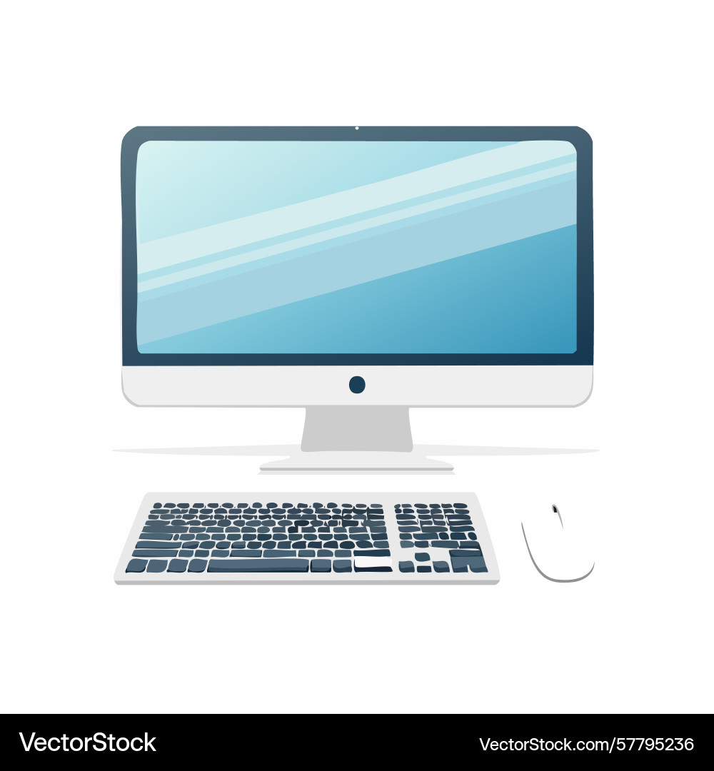 Flat design computer setup with keyboard and mouse vector image