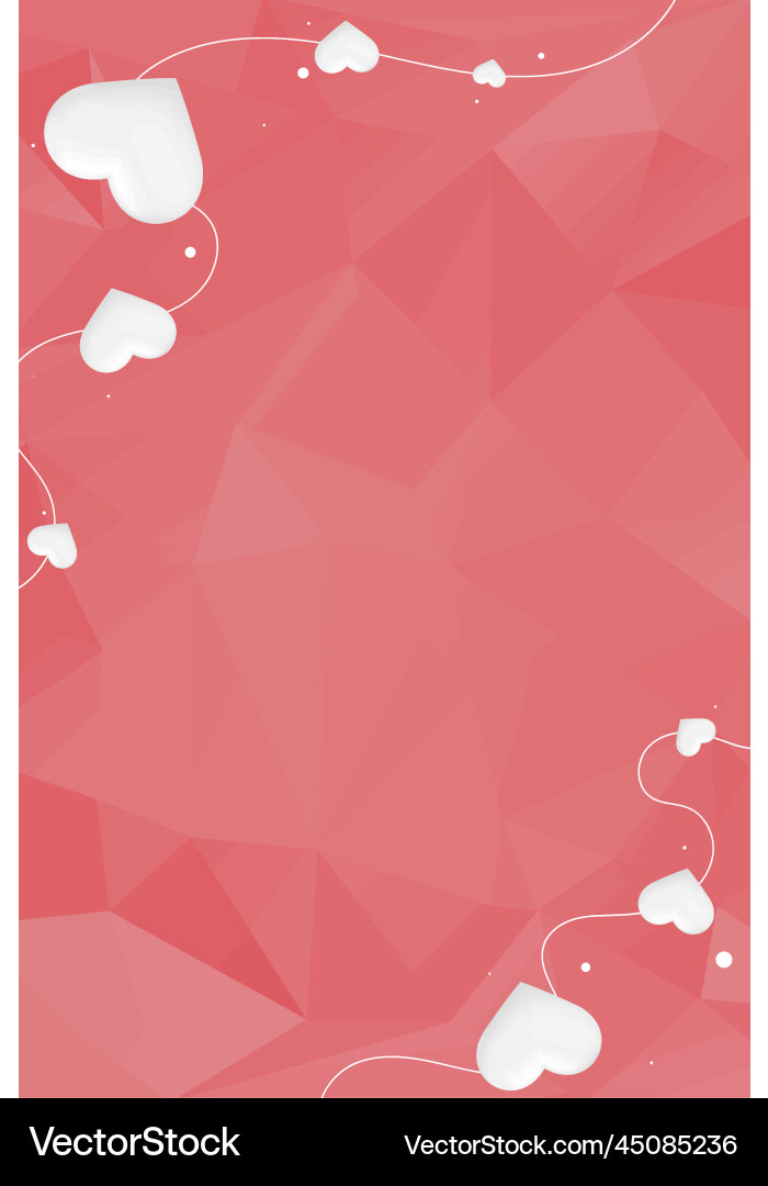 Heart string border pink prism pattern background Heart string border pink prism pattern background vector image