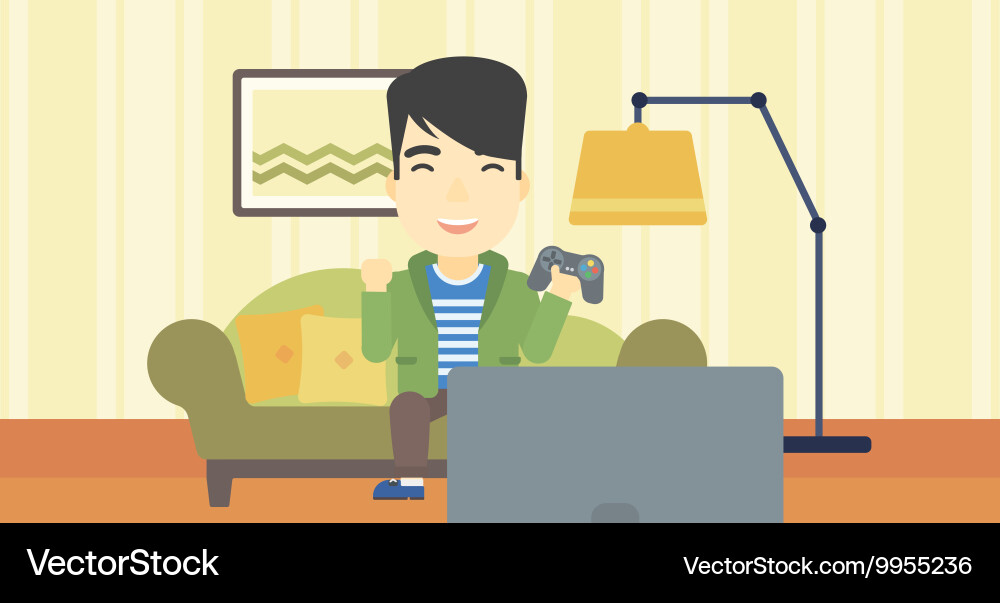 Man playing video game Vector Image