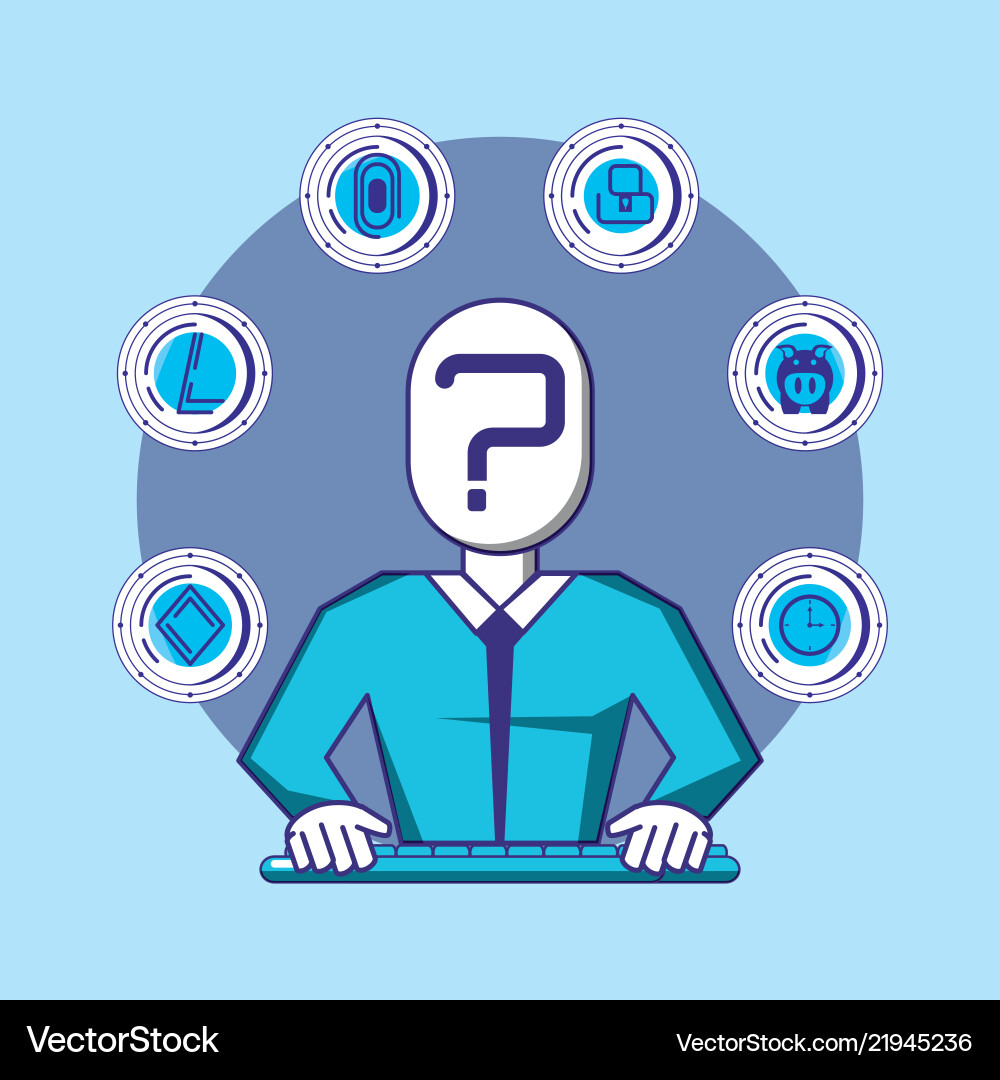 Man using keyboard fintech concept vector image