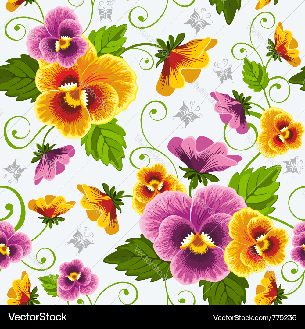 Pansy Floral Seamless Pattern vector image