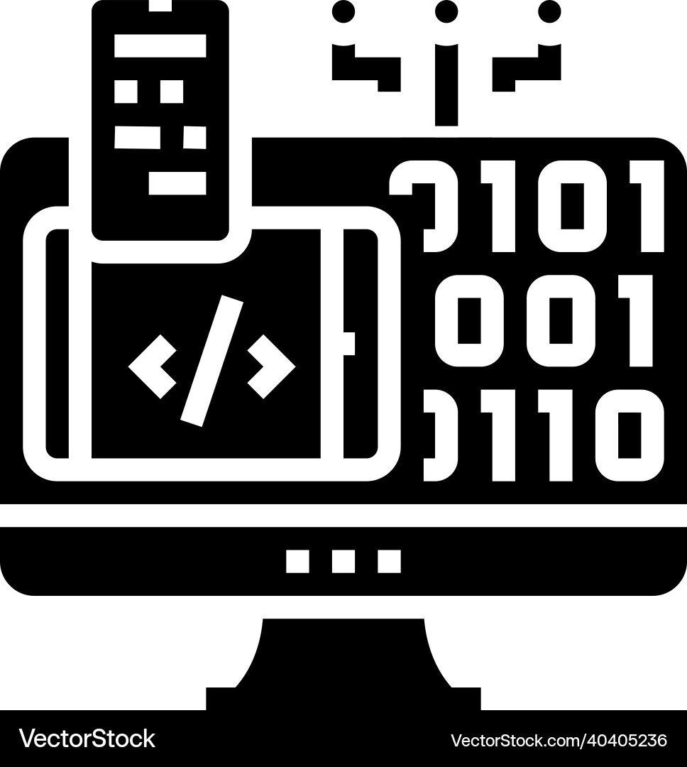 Programming software glyph icon Programming software glyph icon vector image