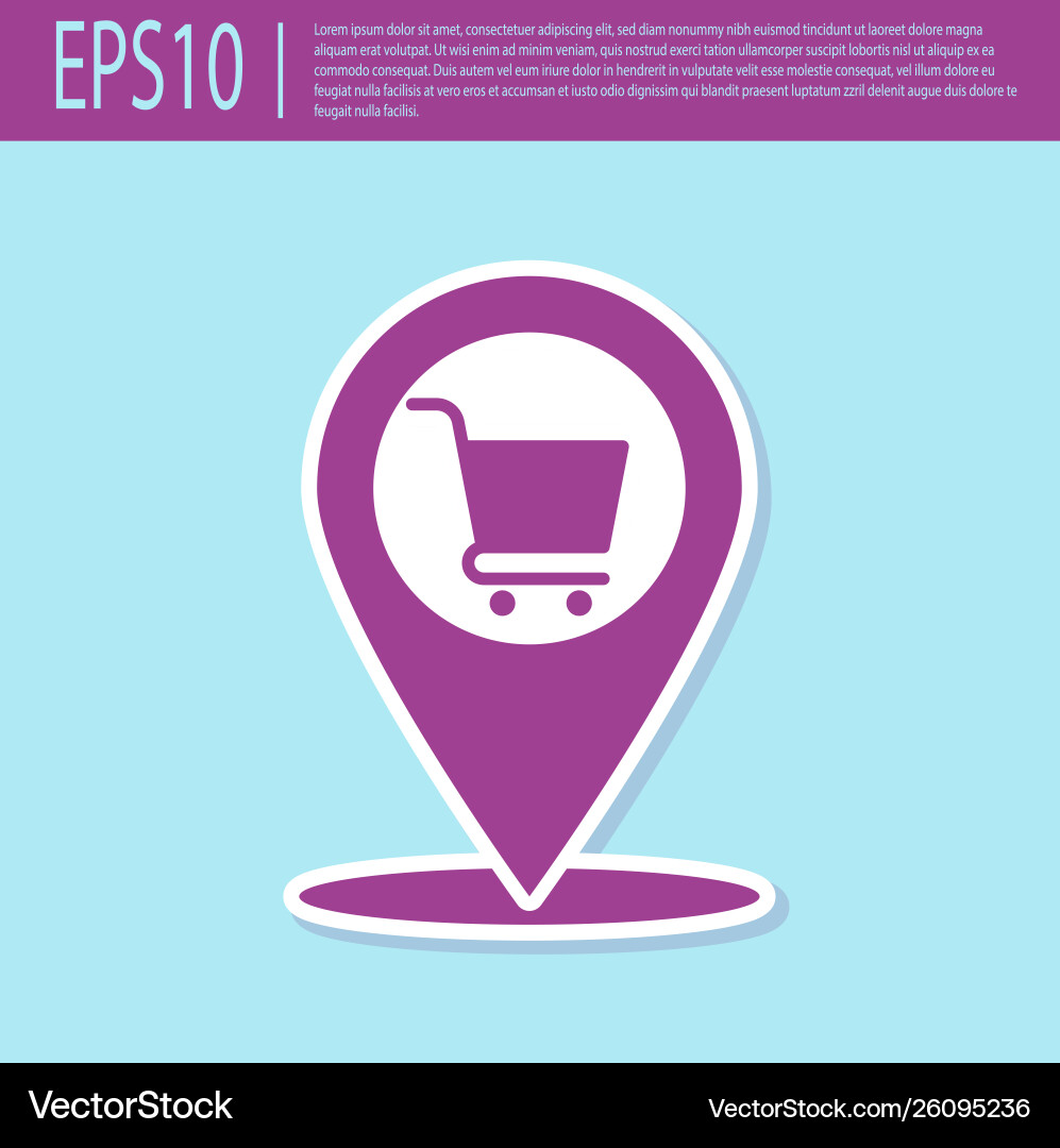 Retro purple map pointer with shopping cart icon Retro purple map pointer with shopping cart icon Vector Image