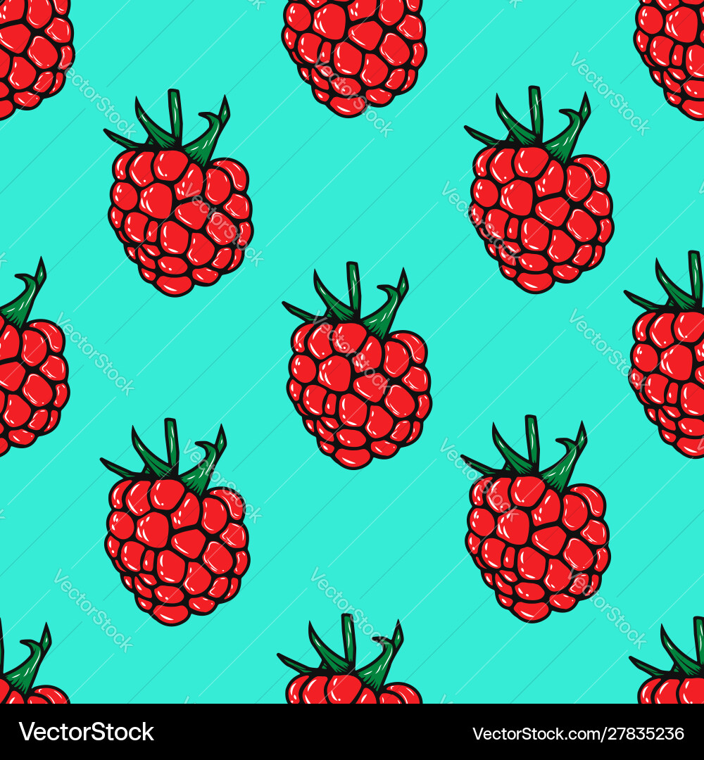 Seamless pattern with raspberries design element Seamless pattern with raspberries design element vector image