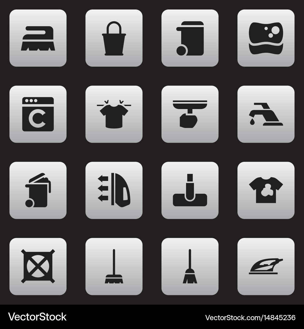 Set of 16 editable cleanup icons includes symbols vector image