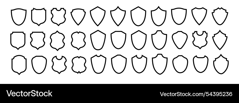Shield frame set collection signs empty Vector Image
