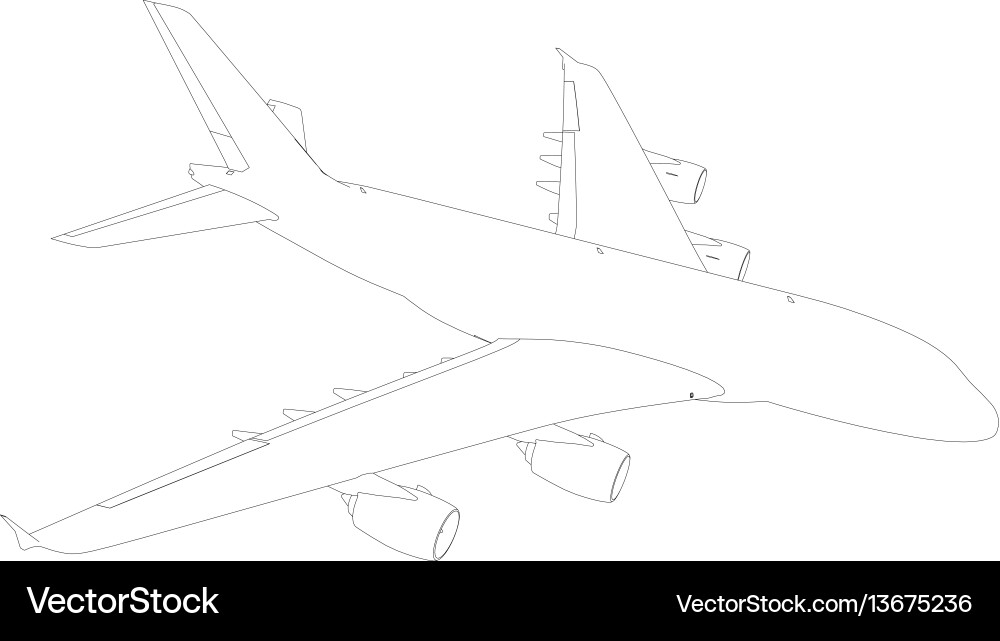 Wireframe Airplane Top View Rendering vector image