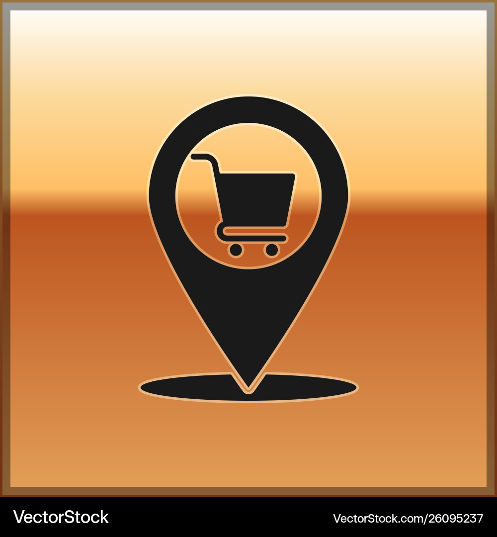 Black map pointer with shopping cart icon Vector Image