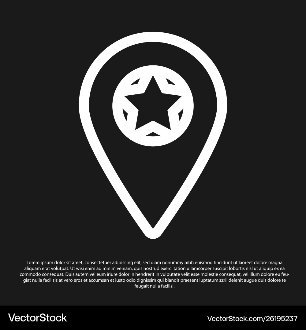 Black map pointer with star icon isolated vector image