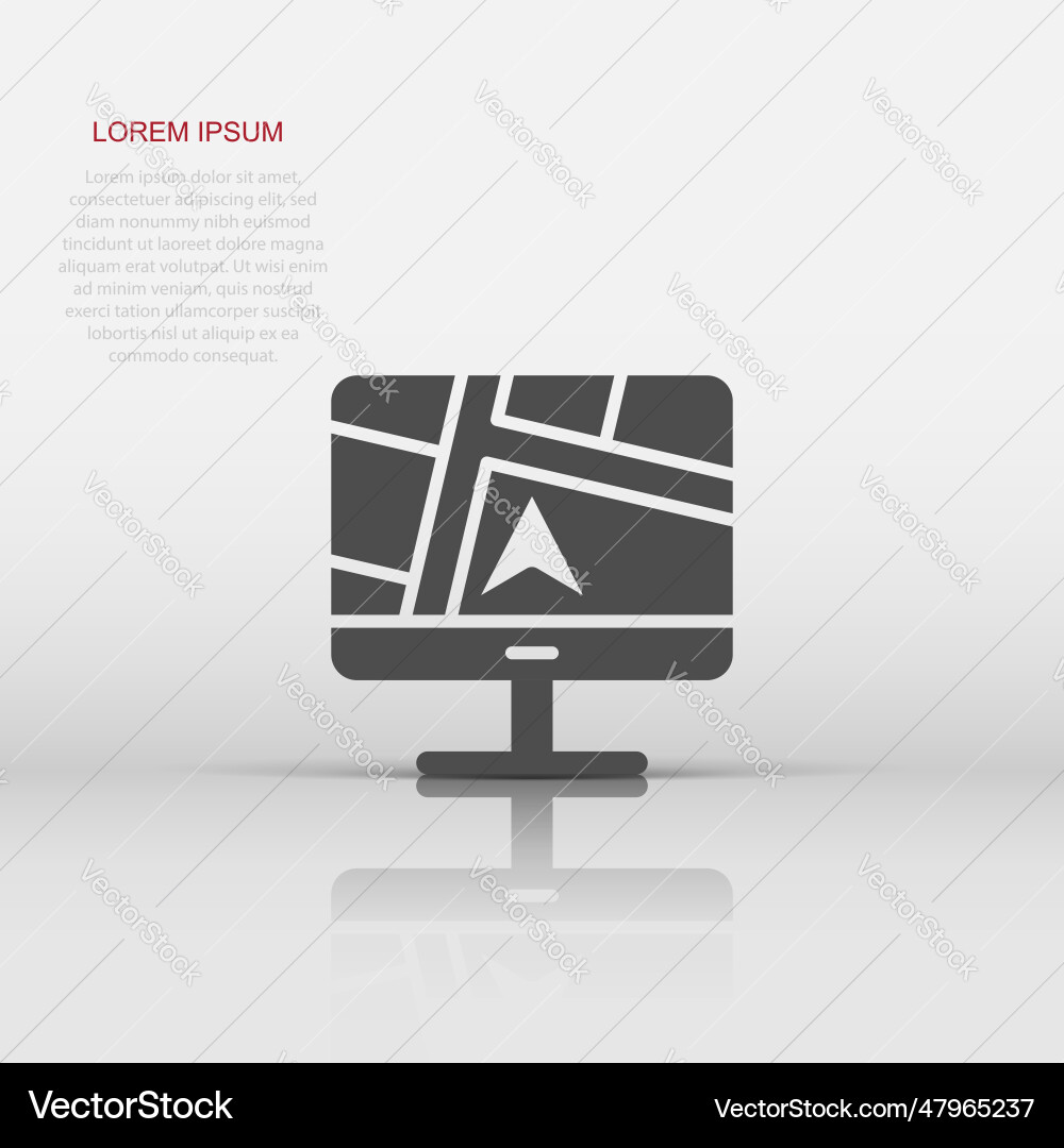 Computer navigation icon in flat style monitor vector image