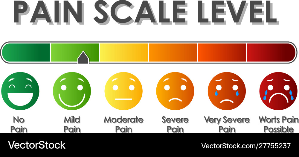 Diagram showing pain scale level with different vector image