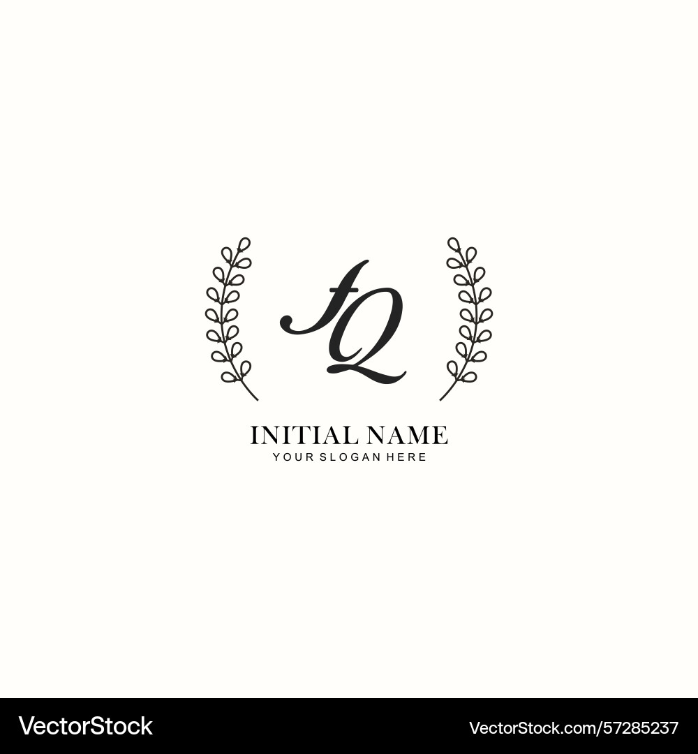 Fq initial logo templates with botanical elements Vector Image