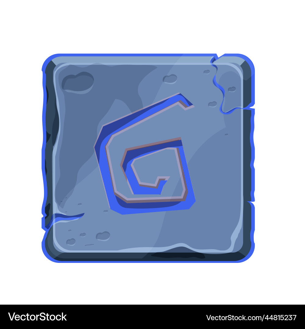 Game stone block with magic rune tile brick Vector Image