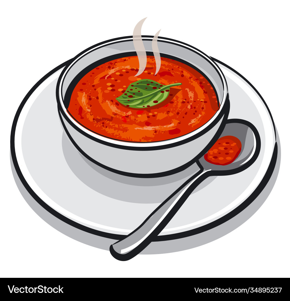 Heiße Tomatensuppe Heiße Tomatensuppe vektorbild