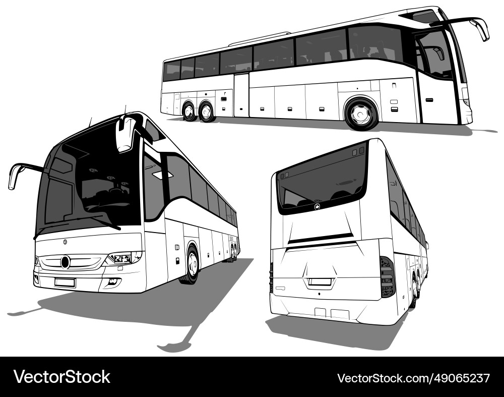 Intercity Bus - Three Views Vector Image