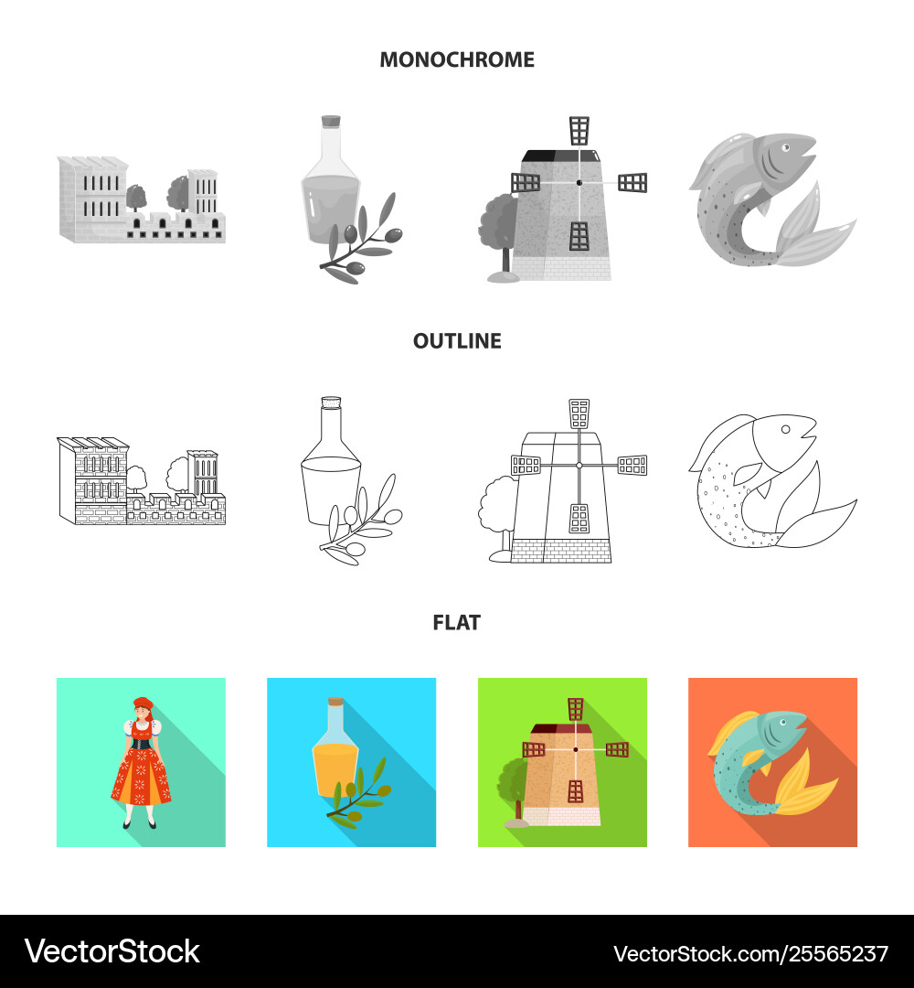 Isolated object and historic sign set Vector Image